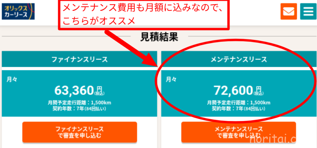 オリックスカーリース、レヴォーグ、月額