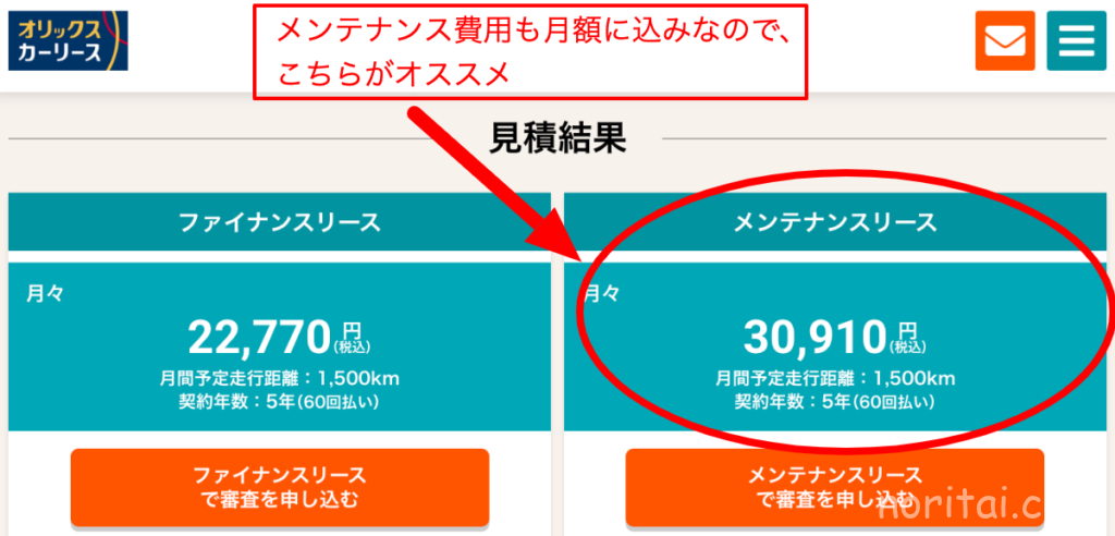 オリックスカーリース、ハイゼットカーゴ、月額